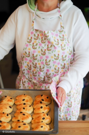Baumwollstoff - Happy Easter - Hühner  - weiß